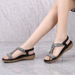 Sandals Women Casual Pinch Toe Sandal Thick Soles With Diamond Bohemian Style Waterproof Women'S Summer 2024