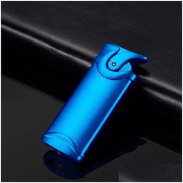 Lighters New Metal Turbo Jet Lighter Windproof Refillable Butane Gas Cigar Cigarette Red Flame Men Gift Torch Drop Delivery Home Garde Dhnnh