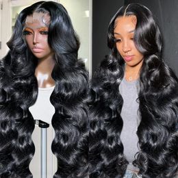 250 High Density HD Transparent Body Wave Lace Frontal Human Hair Wig 30 32 Inch 13x6 Lace Front Human Hair Wigs for Women