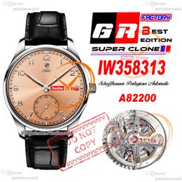 W358313 A82200 Automatic Mens Watch GRF Steel Case Salmon Dial Silver Markers Black Leather Strap Super Edition Reloj Hombre Puretimewatch Montre Hommes PTIW