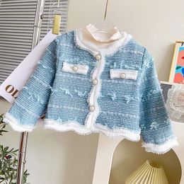 Jackets Korean Girls' Little Fragrant Coat 2024 Autumn Baby Fashionable Top Girl Jacket