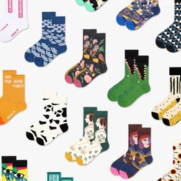 Women Socks 5 Pairs Men's Classic Crew Sock Cotton Fun Novelty Long Gifts For Couples Shoe Size 37 To 43