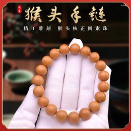 Strand American Golden Carving Perfect Circle Beads Buddha Single Prayer Bracelet