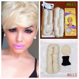 Weave Weave DLME Virgin Hair Brazilian 27 Pieces Weave Short Hair With a Closure and Cap Virgin Brazilian Hair (613#)