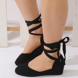 Sandals Fashionable Wedge Strappy Women Shoes Classic Thick Heel Round Head Footwear Women'S Summer 2024