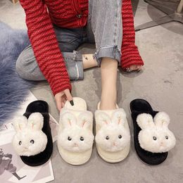 HBP Non-Brand HBP Non-Brand autumn and winter plush slippers female new indoor and outdoor closed toe cute flat platform shoes warm furry slippers