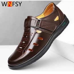 Sandals Summer Men Sandals Cozy Hollow Nonslip Soft Cool Lighted Breathable Allmatch Classic Wearable Fashion Casual Leather Sandals