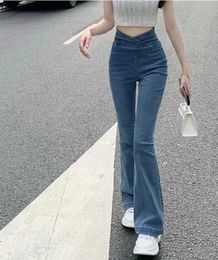 Women's Jeans Womens Jeans Bell Bottom Trousers Slim Fit Pants for Women Skinny Flared High Waist Shot Blue Flare Harajuku Fashion Retro EmoC24318