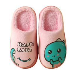 HBP Non-Brand Non-slip Cute Warming Indoor Printing Baby Boys Girls Cartoon Dinosaur House Kids Winter Slippers Shoes