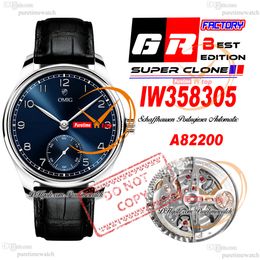 W358305 A82200 Automatic Mens Watch GRF Steel Case Blue Dial Silver Markers Black Leather Strap Super Edition Reloj Hombre Puretimewatch Montre Hommes PTIW