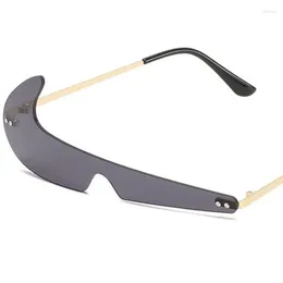 Sunglasses Hip Hop Unisex Rimless Sun Glasses Siamese Lens Adumbral Anti-UV Spectacles Funny Eyeglasses Simplity Ornamental