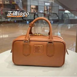 Cheap Wholesale Limited Clearance 50% Discount Handbag New Bowling Bag for Women Small and Large Capacity Boston Pillow Genuine Leather Fashion Handheld Crossbody