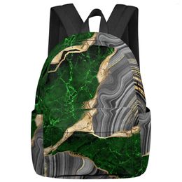 Backpack Green Marble Texture Women Man Backpacks Waterproof Travel School For Student Boys Girls Laptop Book Pack Mochilas