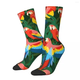 Men's Socks Retro Large Red Blue Macaw Parrots Parrot Pet Bird Unisex Harajuku Pattern Printed Happy Crew Sock Gift