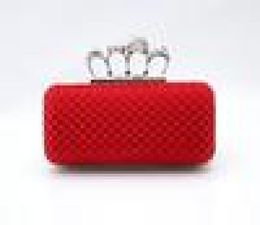 Classic DesignerType4 Red Ladies Skull Clutch Knuckle Rings Four Fingers Handbag Evening Purse Wedding bag 03918b3869922