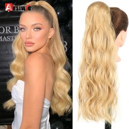 Aosiwig Synthetic tail Long Curly Clip In Tail for Women Black Blonde Natural Hairpiece Fake False Hair Piece 240226