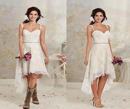 High Low Lace Wedding Dress Short Farm Country Bridal Dress Gown Custom Made9006468