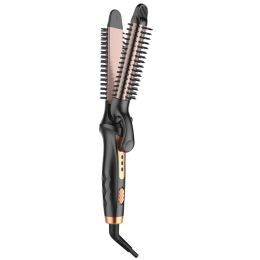 Irons 3 in 1 Hair Straightener and Curler Negative Ionic Hair Brush Iron Ceramic Flat Iron Hair Straightening Brush Curling Iron