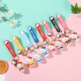 2024 Creative cartoon KT doll keychain Pink cat pendant Drip glue couple female bag Personalised small gift pendant wholesale