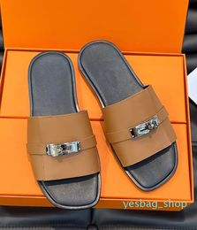 Summer Luxury Gabriel Sandals Shoes For Men Calfskin Leather Slip On Comfort Footwear Beach Slide Walking Boy's Flip Flops Sandalias