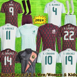 3xl 4xl Mexico Jerseys 2024 حارس المرمى Raul Lozano 24 25 مشجعين لاعبين Kits Mexiko يضع نساء مكسيك كرة القدم قميص Pea Chicharito الزي المكسيكي المكسيكي