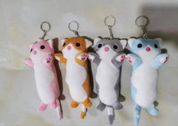 2024 20cm Cute Soft Long Cat Plush Keychains Bag Pendant Plush Toy Doll For Kids Girls