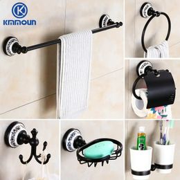 Oil Black Bronze Brushed Bathroom Accessories Towel Shelf Towel Bar Paper Holder Cloth Hook Soap Dish Cup Holder Toilet Holder 240312