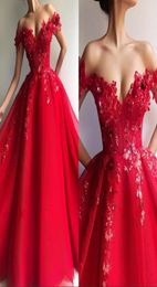 2022 Beautiful Arabic Off Shoulder Red Lace Evening Gowns Appliques Beading Plus Size Sexy Backless Prom Party Dress BC1458 B0417Q9032950