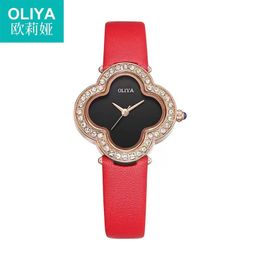 Lucky Girl Watch Leather Strap Diamond Ladies nift Hope Faith Shell Quartz Watches for Women 240305