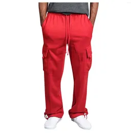 Men's Pants Sweatpants Spring Autumn Drawstring Multi Pockets Casual Outdoor Hiking Cotton Twill Cargo Style