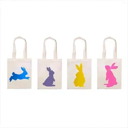 Storage Bags 2024 Happy Easter Canvas Gift Bag Cartoon Printed Candy Tote Wedding Birthday Party