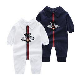 Kids Long Sleeve Designer Rompers Toddler Boys Girls Turn-down Collar Cotton Bodysuit Newborn Baby Fashion Casual Jumpsuits BH213