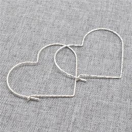 Stud Earrings 925 Sterling Silver Large Sparkle Love Heart Earring Wire Hoops For Jewelry Making