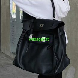 Leather Handmade Handbags HB Ky50 Handbags Fashion 50cm Totes Bags High Capacity Genuine Leather Bags Business Luggage Bag 50 Black Silver Shoulder Bag TE