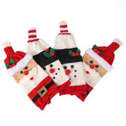 Christmas Decorations 4 Pcs Cute Wine Bottle Cover Knitted Sweater For Holiday Party Table Home Decoration
