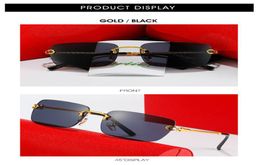 2022 red fashion sport sunglasses for men unisex buffalo horn glasses mens women rimless sun eyeglasses silver gold metal frame ey7689918