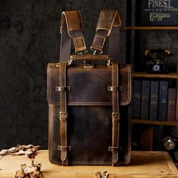 Backpack Handmade England Style Crazy Horse Leather Shoulder Bag Vintage Versatile Genuine Crossbody Casual For Men