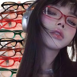 Sunglasses Y2K Retro Red Green Square Frame Glass Eyewear Women Anti-blue Light Goggles Eyeglasses Harajuku Reading Spectacle Eyewears