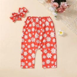 Trousers Baby Girls Rompers Flower Print Off Shoulder Sleeveless Bodysuit With Headband Tube Tops Jumpsuits