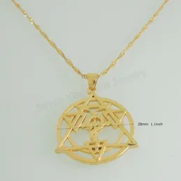 Pendant Necklaces YELLOW GOLD PLATED 18" Water Wave NECKLACE ROUND TRIANGLE COMBINED Mysterious