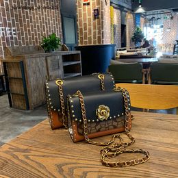 Factory Clearance New Hot Designer Handbag Leather Bag Fashion Camellia Womens Chain Square
