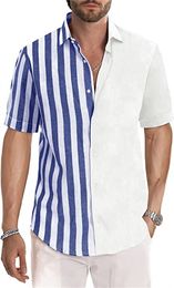 Men's Casual Shirts Street Casual Designer Short Sleeved Striped lapel shirt Size S-5XL Hawaiiand Summer Loose Oversized Top