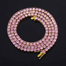1pc Hip Hop Jewellery Golden Siery Zirconia Chain Necklace, Fashion Pendant Necklace for Men