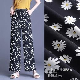 Women's Pants Summer Thin Fashion Elastic Waist Wide Leg Ladies Printing Straight Comfortable Floral Casual Clothing 2024