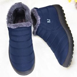 Casual Shoes Women Boots Slip On Winter For Waterproof Ankle Female Snow Botines 2024 Blue Botas Femininas 45