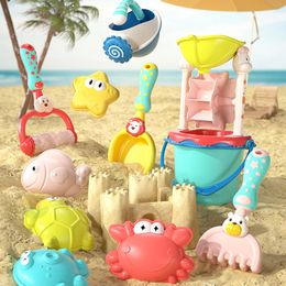 Kids Beach Toys Summer Water Play Sand Bucket Shovel Silicone Sandbox Cube Accessories Bag Outdoor Sea Game For Children Gifts 240304