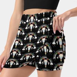 Skirts Rainbow Goat Korean Fashion Skirt Summer For Women Light Proof Trouser Goats Animal Mammal Domestic Farm Horn