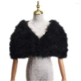 Scarves Real Ostrich Feather Fur Shrug Shawl Genuine Marabou Wrpas Cape Bride Wedding Party Accessries