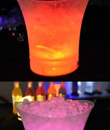 5L Champagne Luminous Ice Bucket Speaker KTV Beer Ice Bucket Portable LED Bluetooth Round Plastic Ice Bucket Speaker