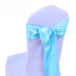 50pcs Wedding Chair Sashes Satin Bow Tie Ribbon Band Fabric For Banquet el Party Christmas Event Decoration 240307